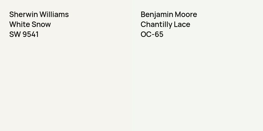 Sherwin Williams White Snow vs. Benjamin Moore Chantilly Lace