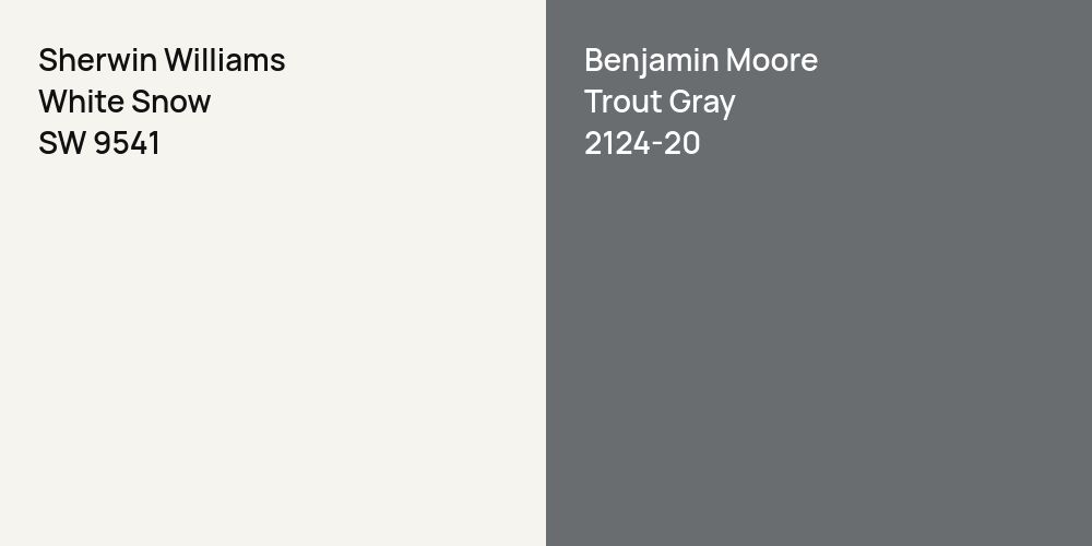 Sherwin Williams White Snow vs. Benjamin Moore Trout Gray