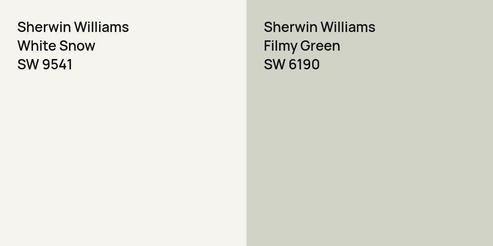 Sherwin Williams White Snow vs. Sherwin Williams Filmy Green