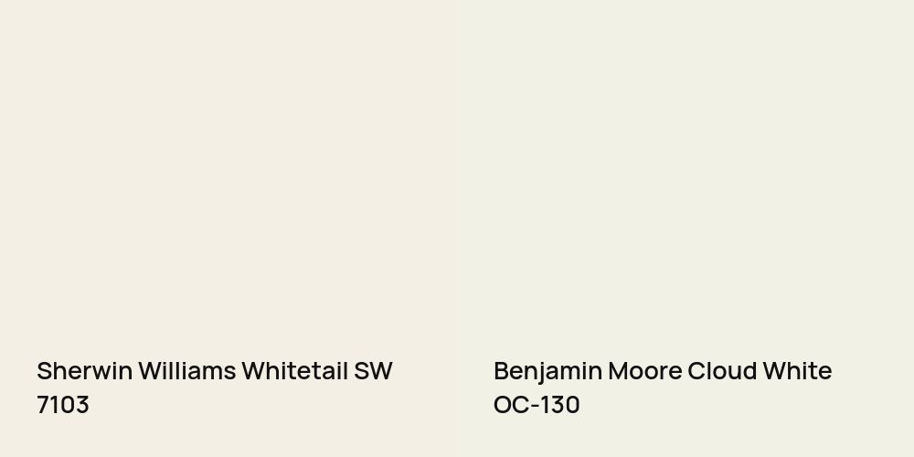 Sherwin Williams Whitetail vs. Benjamin Moore Cloud White