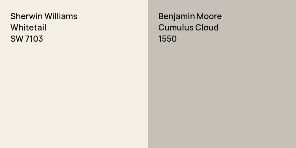 Sherwin Williams Whitetail vs. Benjamin Moore Cumulus Cloud