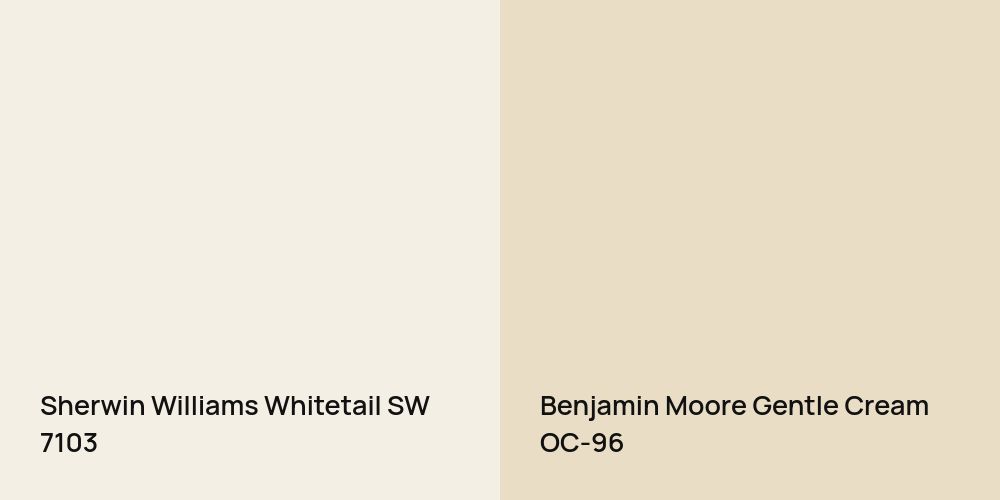 Sherwin Williams Whitetail vs. Benjamin Moore Gentle Cream