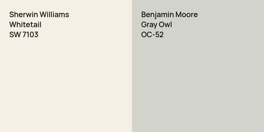 Sherwin Williams Whitetail vs. Benjamin Moore Gray Owl