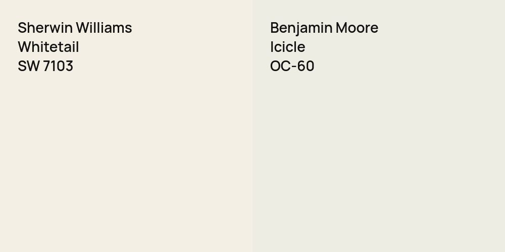 Sherwin Williams Whitetail vs. Benjamin Moore Icicle