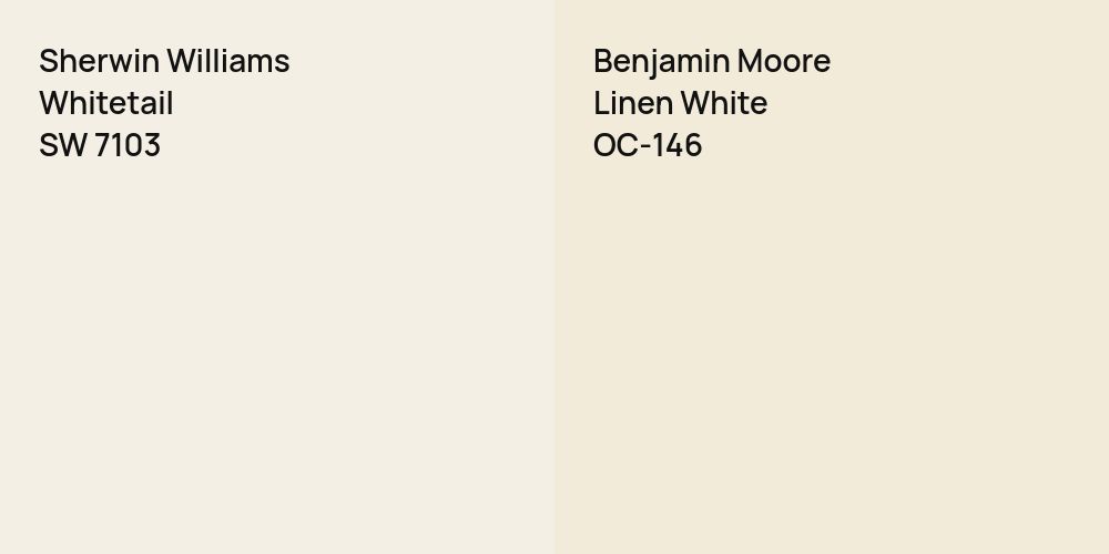 Sherwin Williams Whitetail vs. Benjamin Moore Linen White