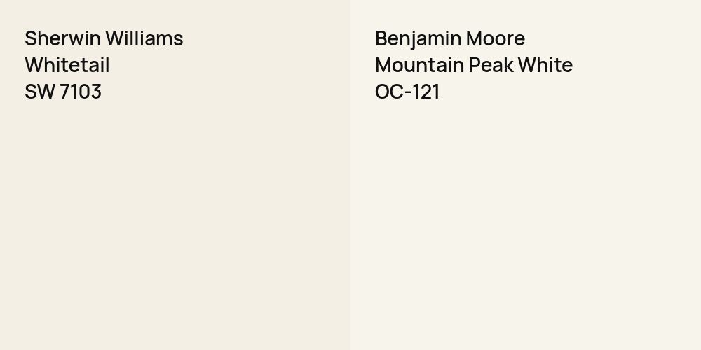 Sherwin Williams Whitetail vs. Benjamin Moore Mountain Peak White