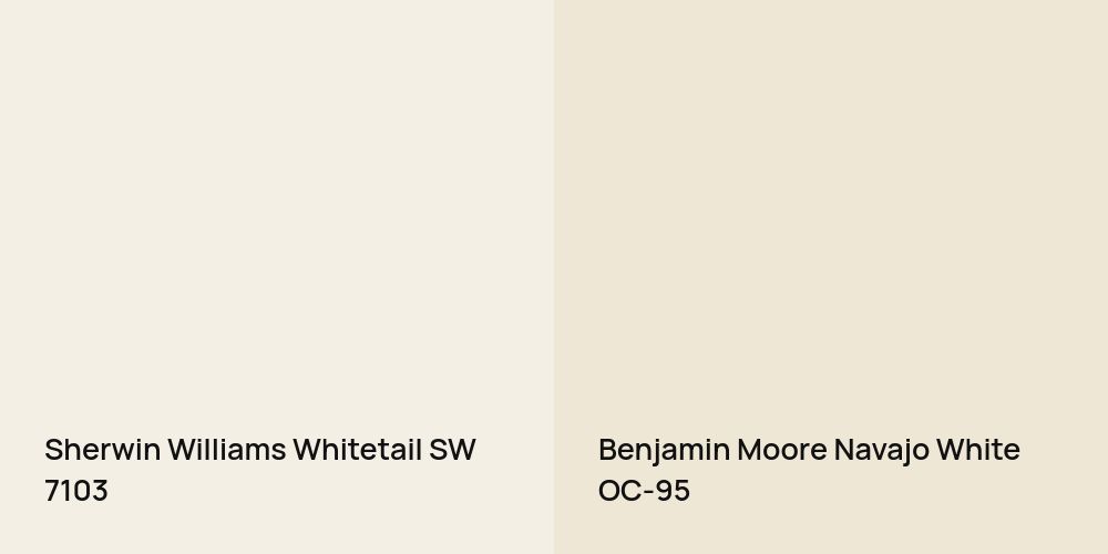 Sherwin Williams Whitetail vs. Benjamin Moore Navajo White