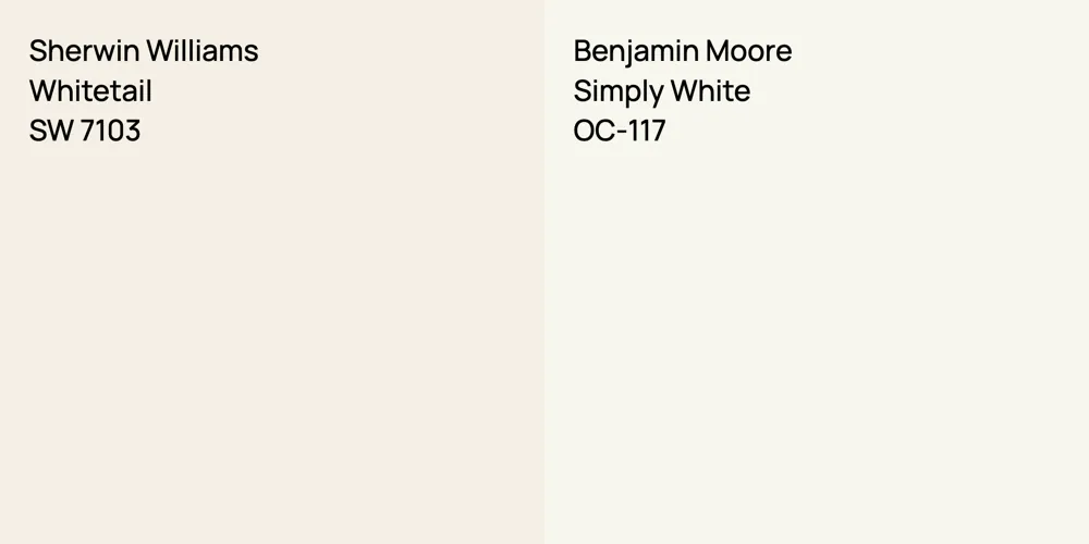 Sherwin Williams Whitetail vs. Benjamin Moore Simply White