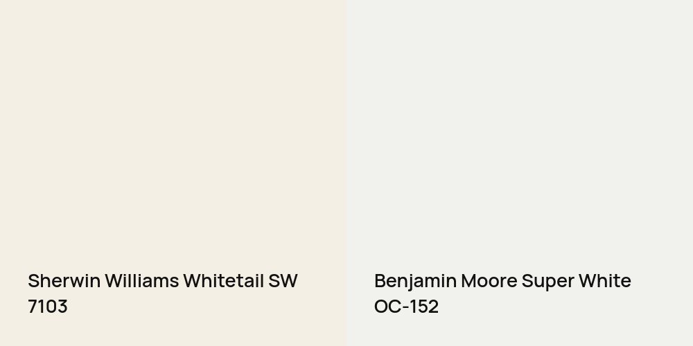 Sherwin Williams Whitetail vs. Benjamin Moore Super White