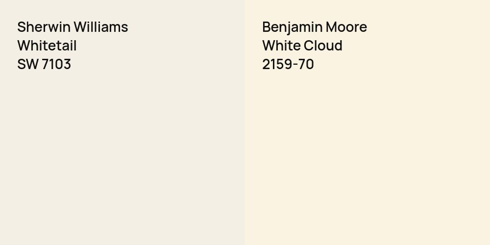 Sherwin Williams Whitetail vs. Benjamin Moore White Cloud