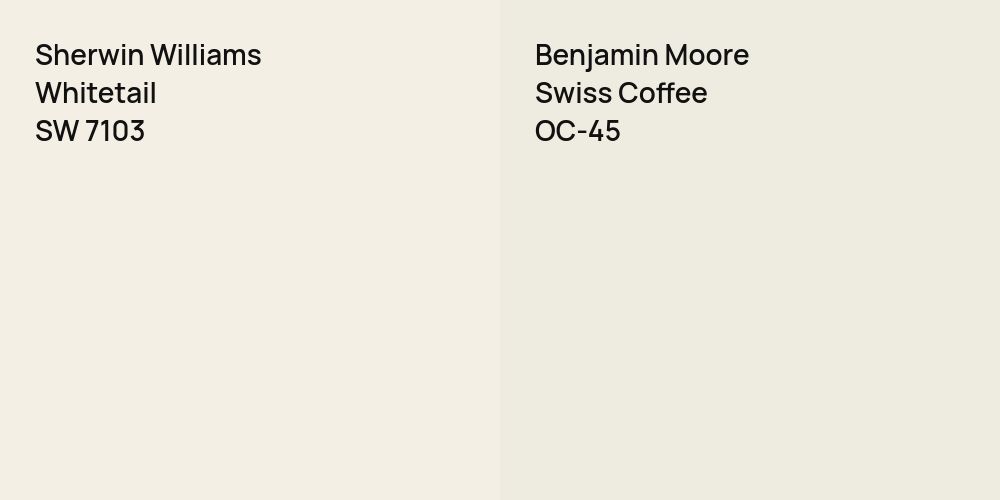 Sherwin Williams Whitetail vs. Benjamin Moore Swiss Coffee