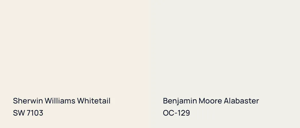 Sherwin Williams Whitetail SW 7103 vs Benjamin Moore Alabaster OC-129