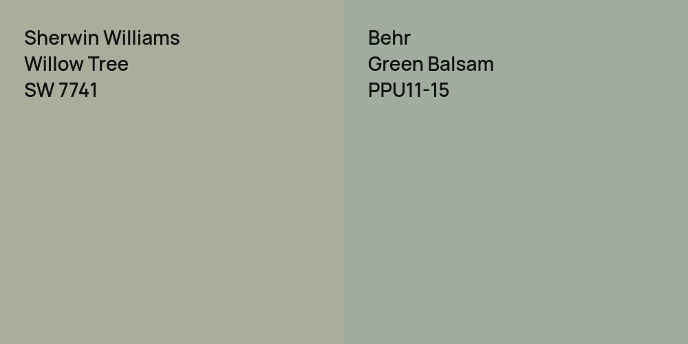 Sherwin Williams Willow Tree vs. Behr Green Balsam