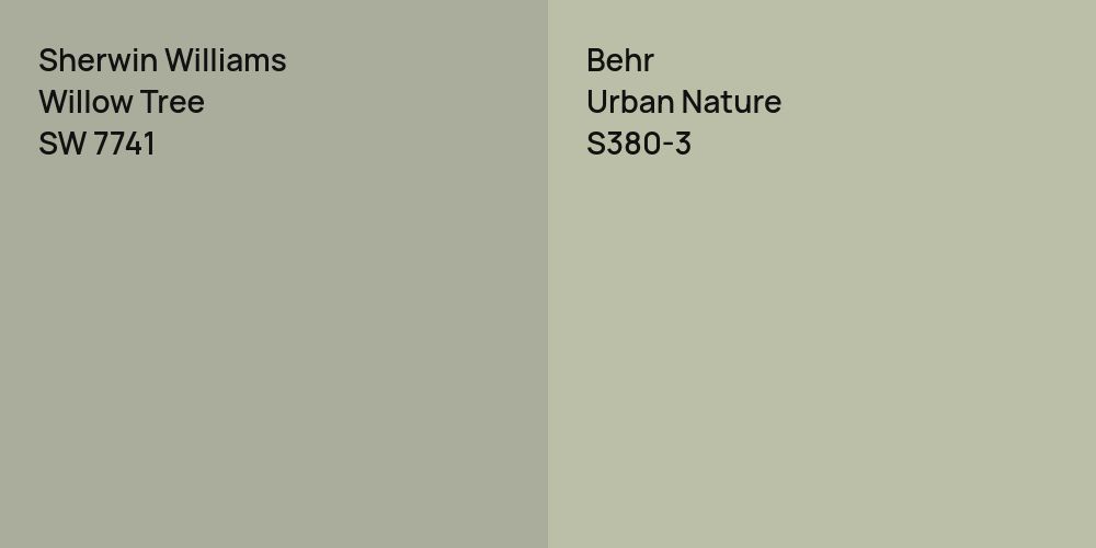 Sherwin Williams Willow Tree vs. Behr Urban Nature