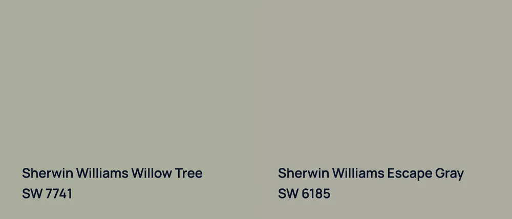Sherwin Williams Willow Tree SW 7741 vs Sherwin Williams Escape Gray SW 6185
