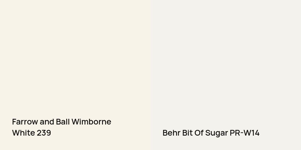 Farrow and Ball Wimborne White vs. Behr Bit Of Sugar