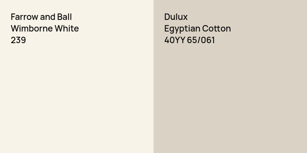 Farrow and Ball Wimborne White vs. Dulux Egyptian Cotton