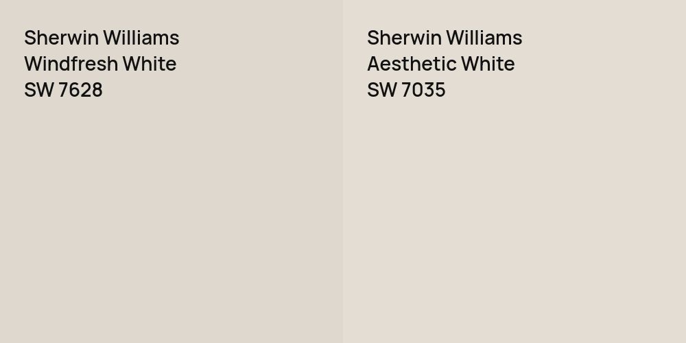 Sherwin Williams Windfresh White vs. Sherwin Williams Aesthetic White