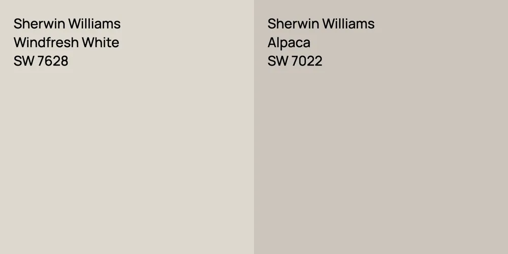 Sherwin Williams Windfresh White vs. Sherwin Williams Alpaca