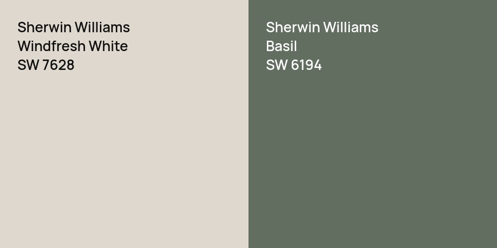 Sherwin Williams Windfresh White vs. Sherwin Williams Basil