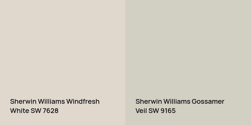 Sherwin Williams Windfresh White vs. Sherwin Williams Gossamer Veil