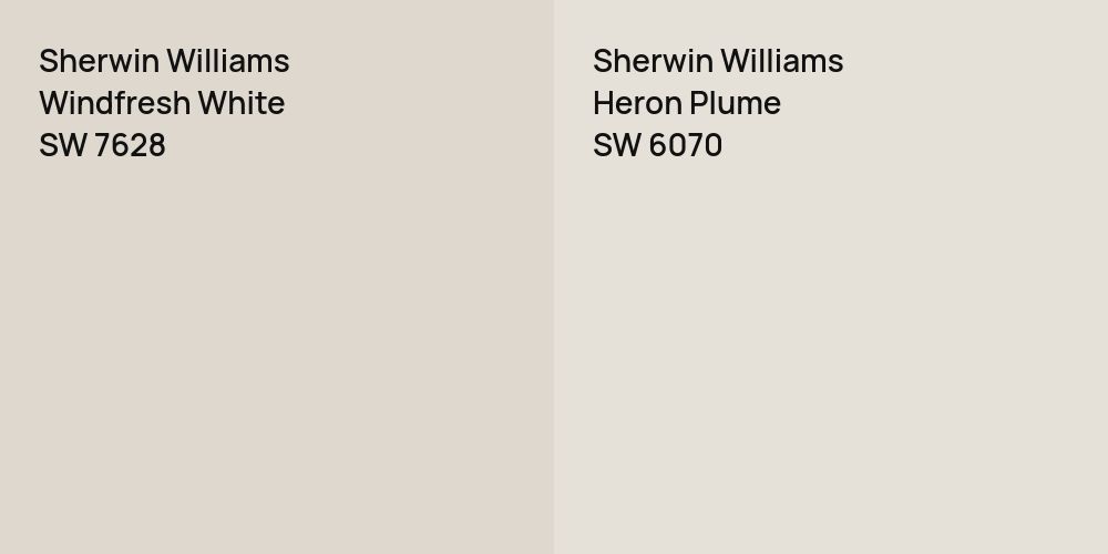 Sherwin Williams Windfresh White vs. Sherwin Williams Heron Plume