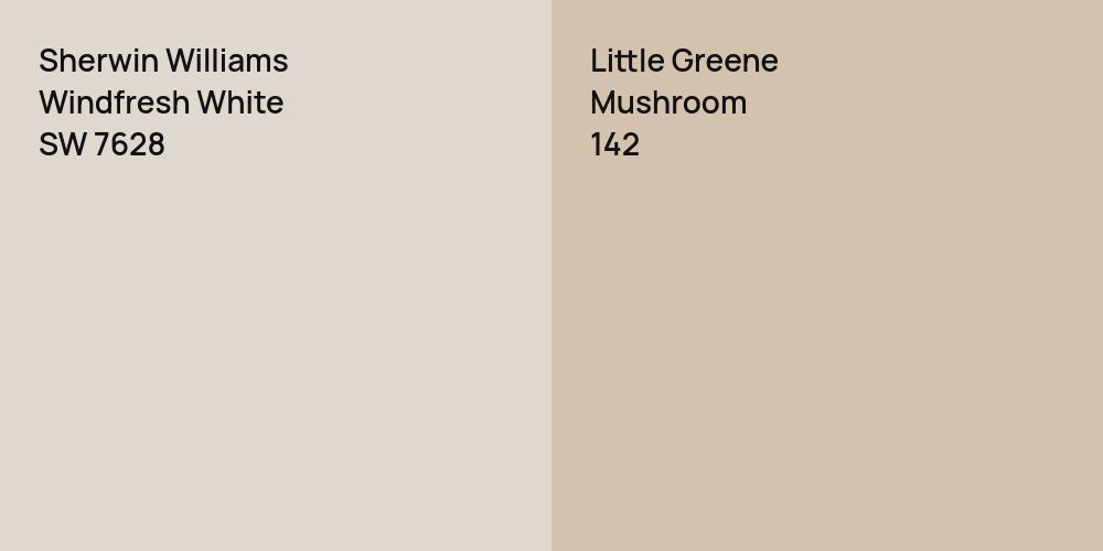 Sherwin Williams Windfresh White vs. Little Greene Mushroom