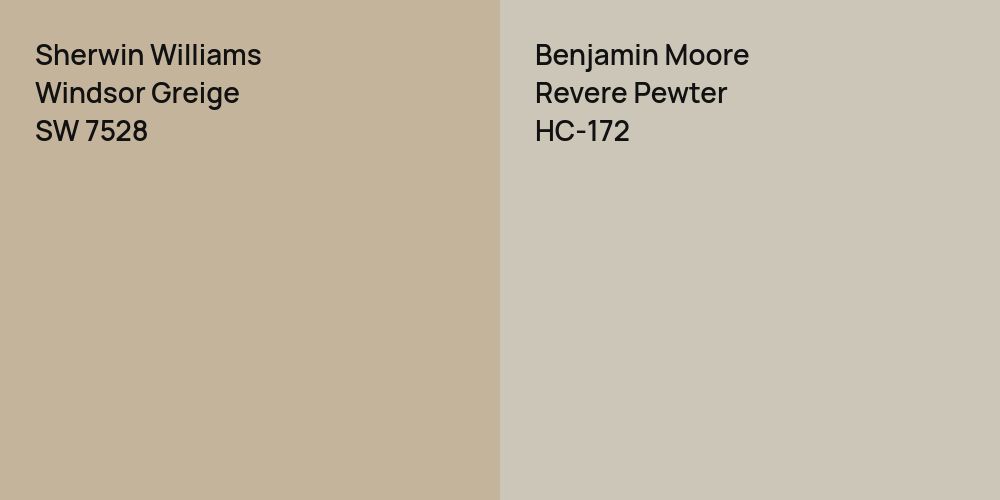 Sherwin Williams Windsor Greige vs. Benjamin Moore Revere Pewter