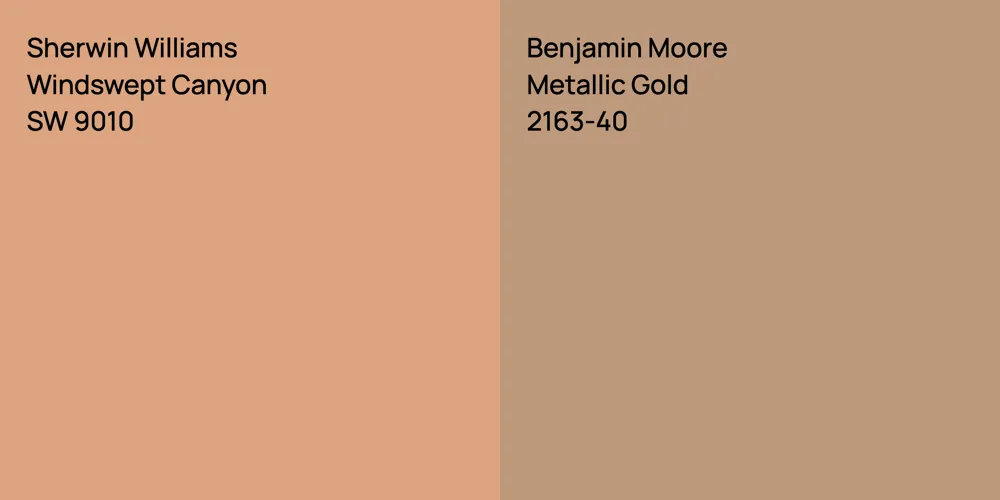 Sherwin Williams Windswept Canyon vs. Benjamin Moore Metallic Gold