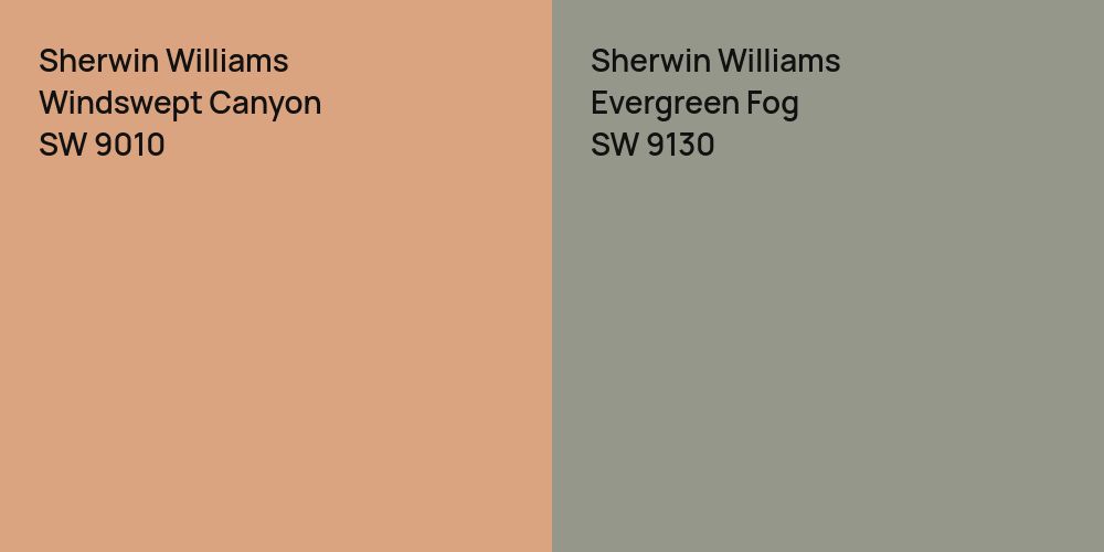 Sherwin Williams Windswept Canyon vs. Sherwin Williams Evergreen Fog