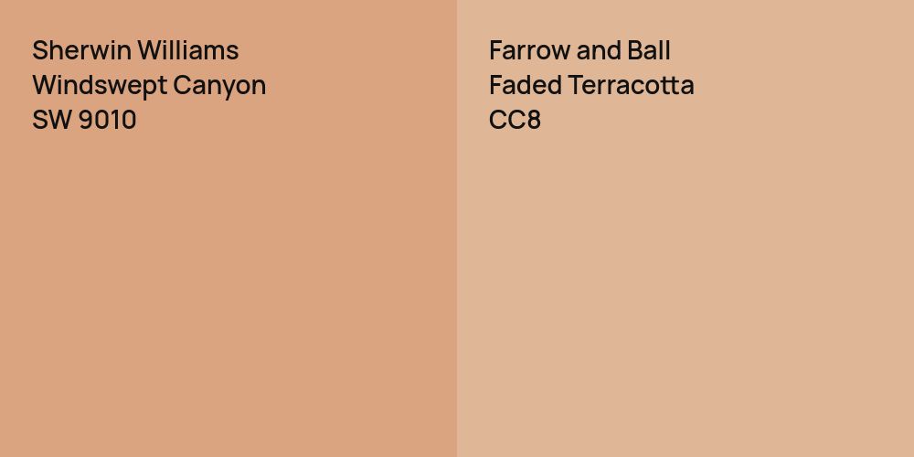 Sherwin Williams Windswept Canyon vs. Farrow and Ball Faded Terracotta