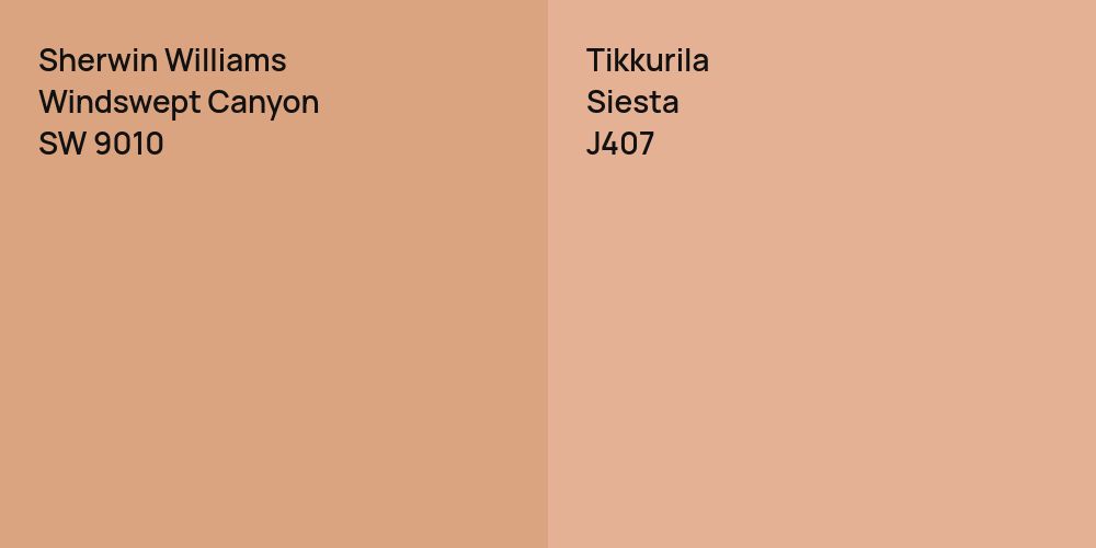 Sherwin Williams Windswept Canyon vs. Tikkurila Siesta