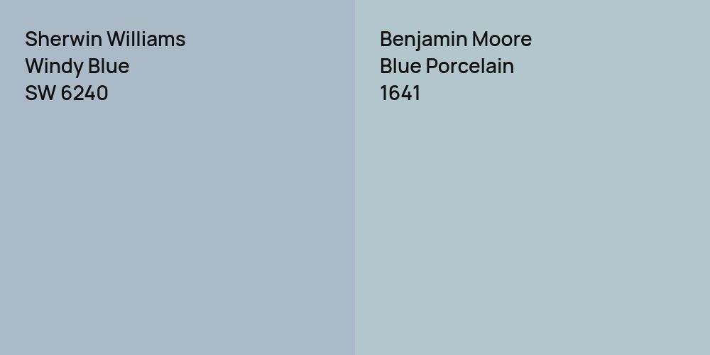 Sherwin Williams Windy Blue vs. Benjamin Moore Blue Porcelain