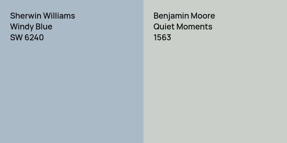 Sherwin Williams Windy Blue vs. Benjamin Moore Quiet Moments