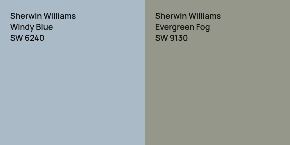 Sherwin Williams Windy Blue vs. Sherwin Williams Evergreen Fog