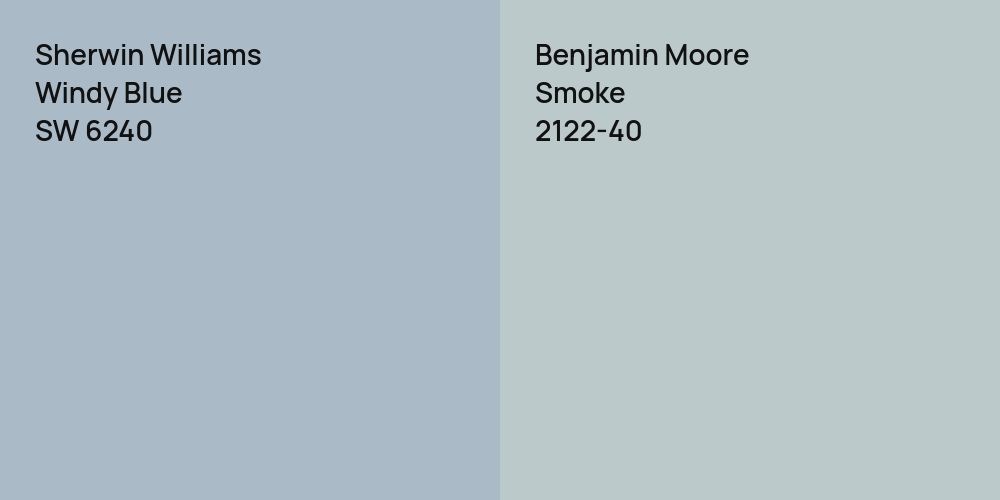 Sherwin Williams Windy Blue vs. Benjamin Moore Smoke