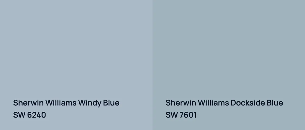 Sherwin Williams Windy Blue SW 6240 vs Sherwin Williams Dockside Blue SW 7601
