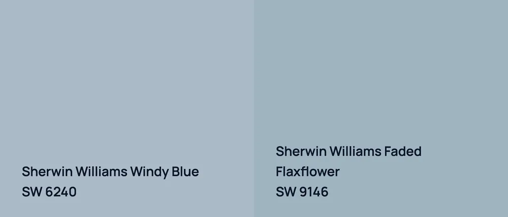 Sherwin Williams Windy Blue SW 6240 vs Sherwin Williams Faded Flaxflower SW 9146