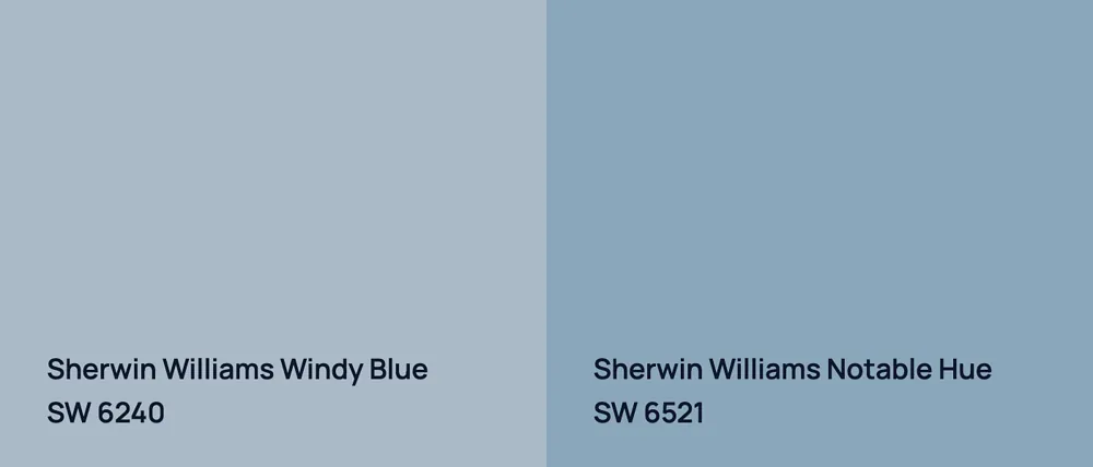 Sherwin Williams Windy Blue SW 6240 vs Sherwin Williams Notable Hue SW 6521