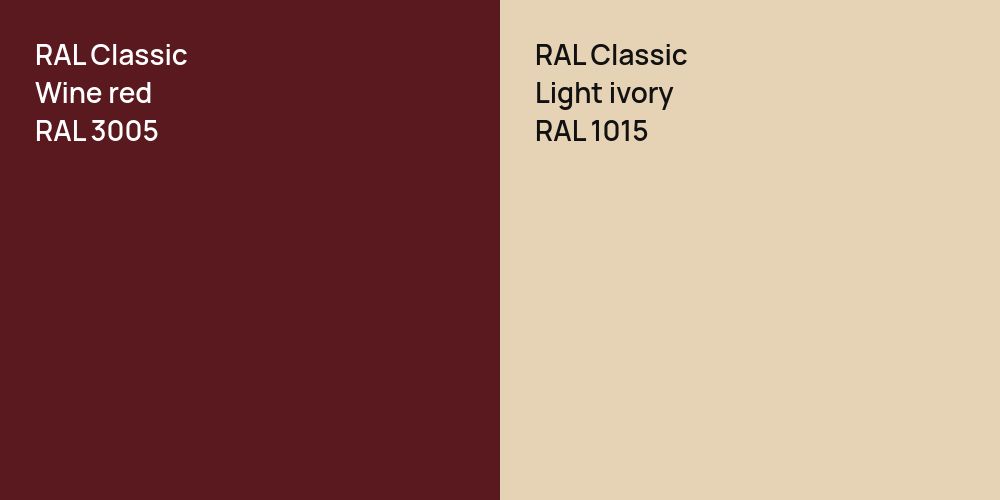 RAL Classic  Wine red vs. RAL Classic  Light ivory