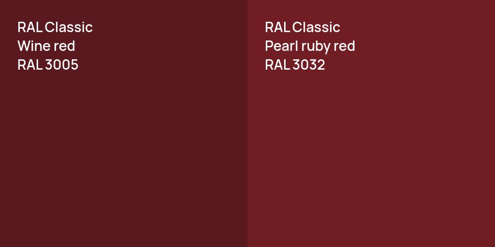 RAL Classic  Wine red vs. RAL Classic  Pearl ruby red