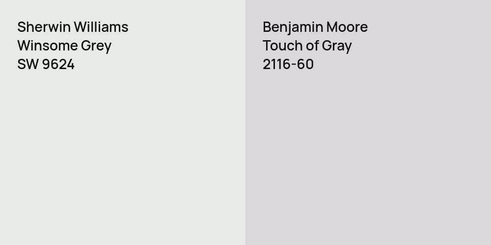 Sherwin Williams Winsome Grey vs. Benjamin Moore Touch of Gray