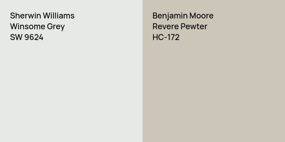 Sherwin Williams Winsome Grey vs. Benjamin Moore Revere Pewter