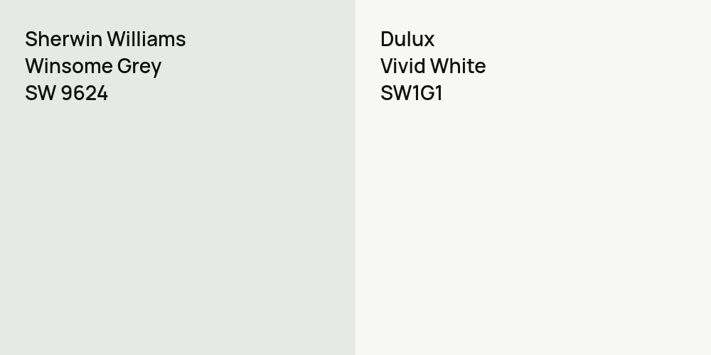 Sherwin Williams Winsome Grey vs. Dulux Vivid White