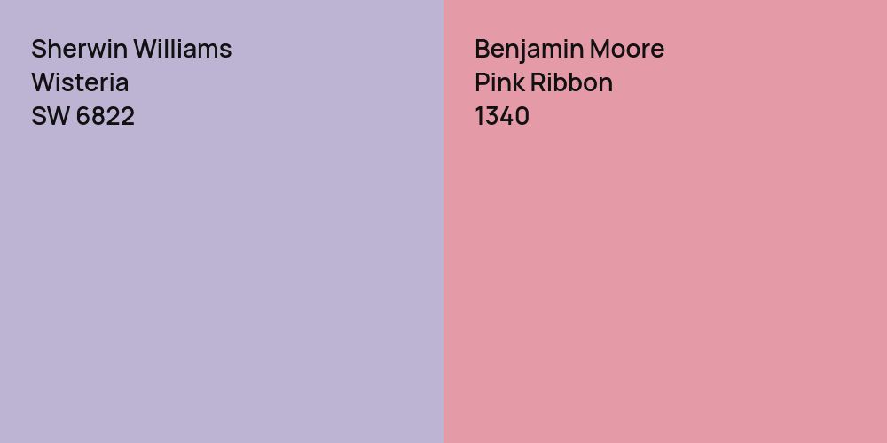 Sherwin Williams Wisteria vs. Benjamin Moore Pink Ribbon