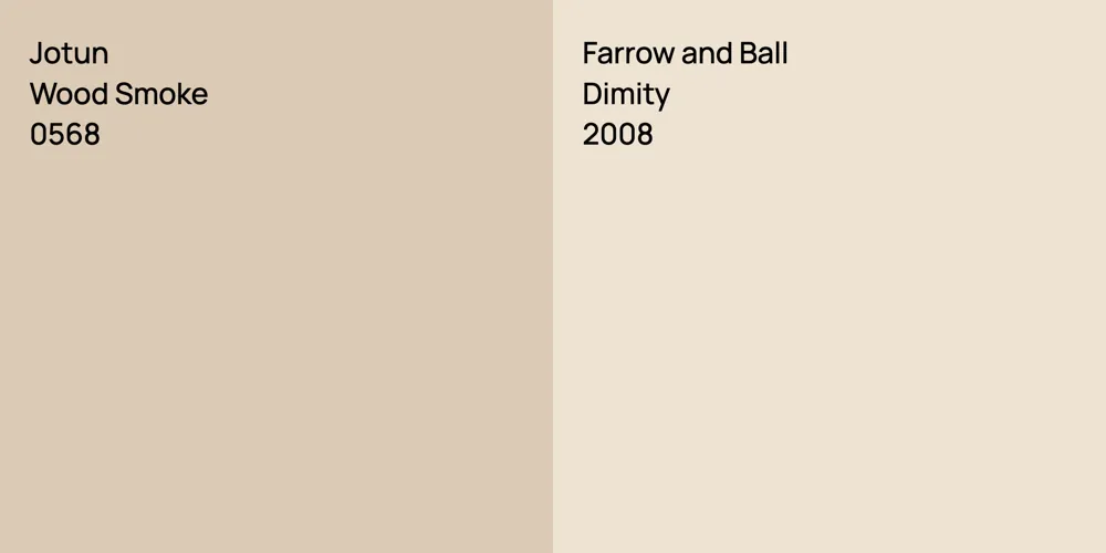 Jotun Wood Smoke vs. Farrow and Ball Dimity