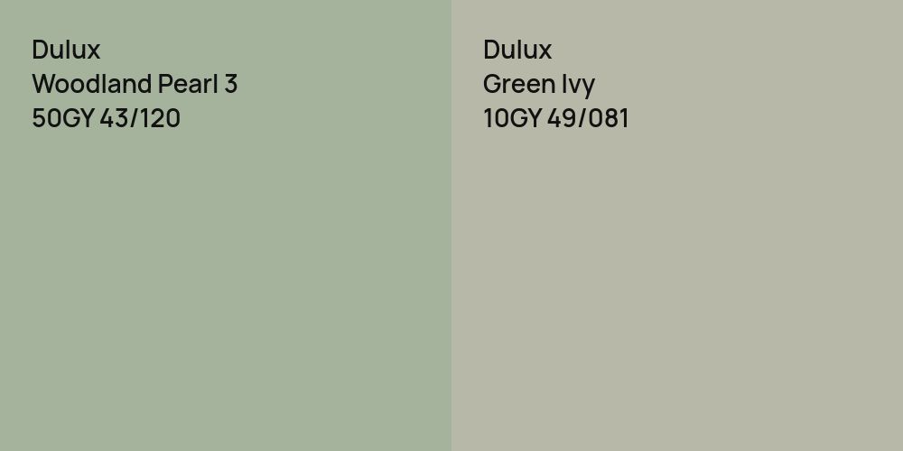 Dulux Woodland Pearl 3 vs. Dulux Green Ivy