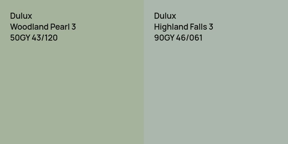 Dulux Woodland Pearl 3 vs. Dulux Highland Falls 3