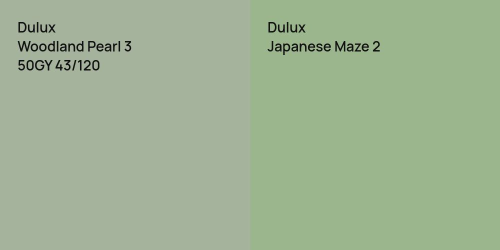 Dulux Woodland Pearl 3 vs. Dulux Japanese Maze 2