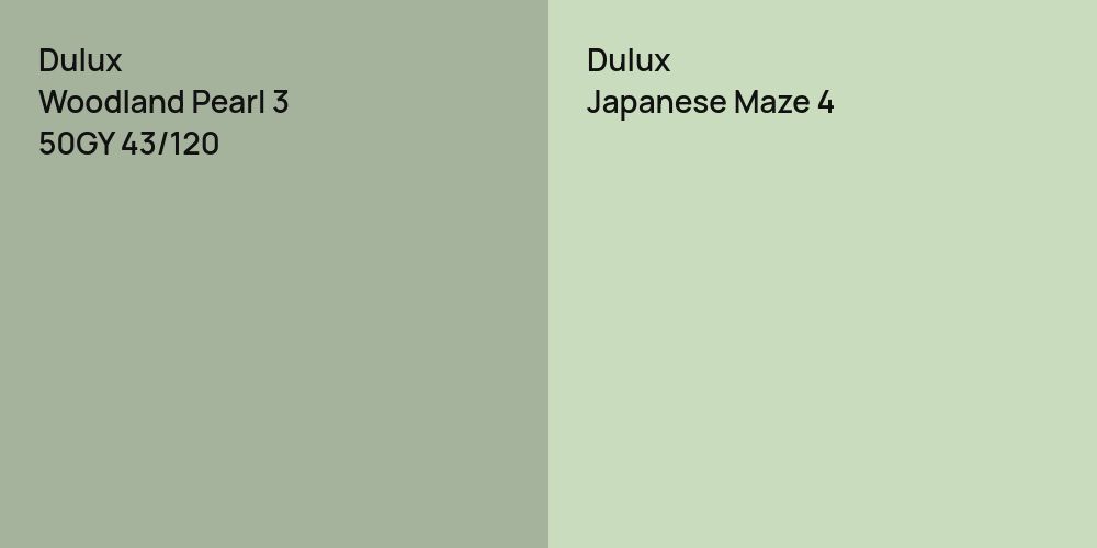 Dulux Woodland Pearl 3 vs. Dulux Japanese Maze 4